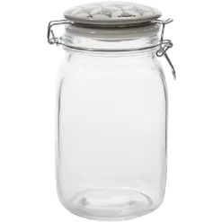 Conservation Alimentaire<Gifi Bocal hermétique carré en verre couvercle motif ciment 1,5 L