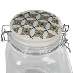 Conservation Alimentaire<Gifi Bocal hermétique carré en verre couvercle motif ciment 1 L