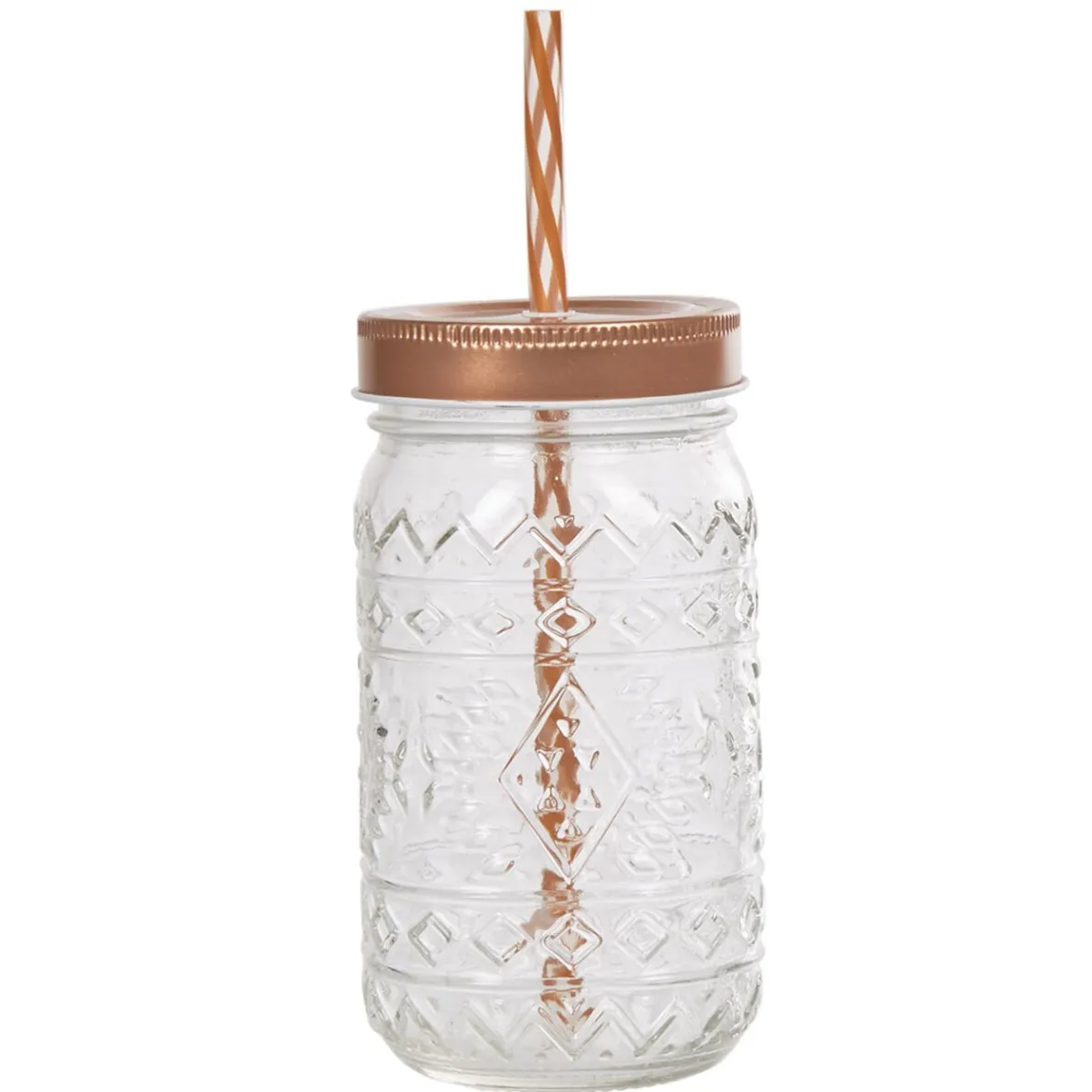 Gifi Bocal motif Noël couvercle doré avec paille| Vaisselle Et Accessoires De Table