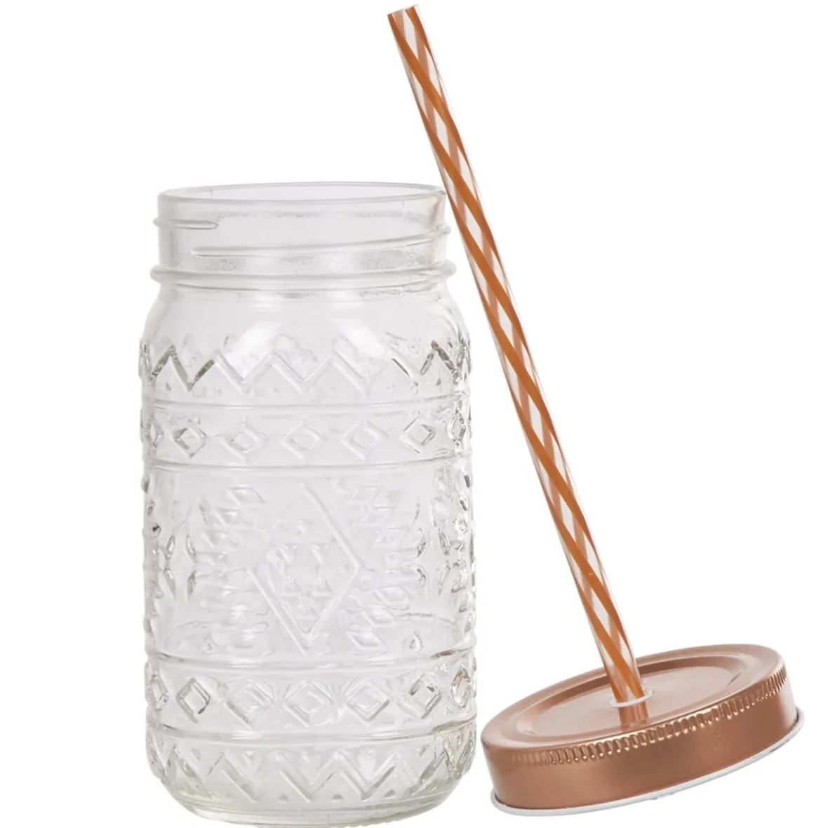 Gifi Bocal motif Noël couvercle doré avec paille| Vaisselle Et Accessoires De Table