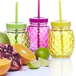 Gifi Bocal verre + paille couleur| Vaisselle Et Accessoires De Table
