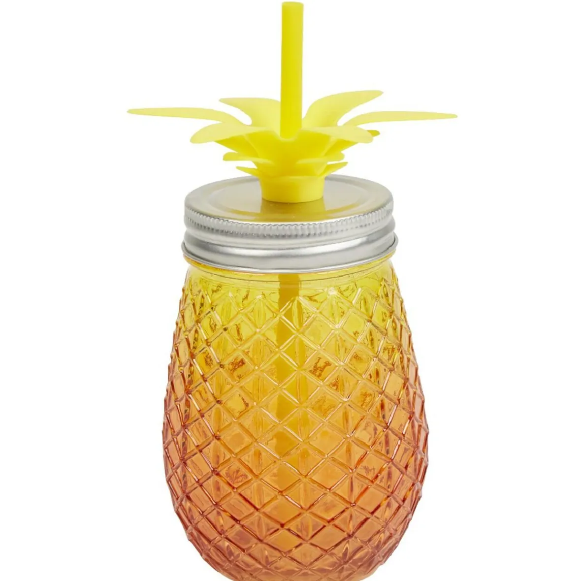 Vaisselle Et Accessoires De Table<Gifi Bocal verre et paille ananas coloré