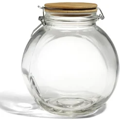 Conservation Alimentaire<Gifi Bocal verre transparent 2,1L avec couvercle bambou et clip en fer