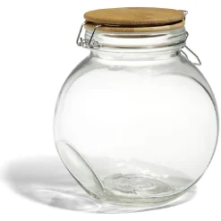 Conservation Alimentaire<Gifi Bocal verre transparent 1,6L avec couvercle bambou et clip en fer