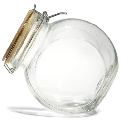 Conservation Alimentaire<Gifi Bocal verre transparent 1,6L avec couvercle bambou et clip en fer