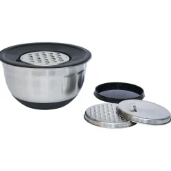 Préparation Culinaire<Gifi Bol à mixer inox avec base silicone et 3 râpes Ø22xH11,2cm