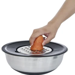 Préparation Culinaire<Gifi Bol à mixer inox avec base silicone et 3 râpes Ø22xH11,2cm