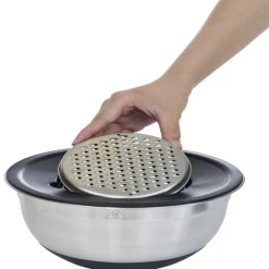 Préparation Culinaire<Gifi Bol à mixer inox avec base silicone et 3 râpes Ø22xH11,2cm