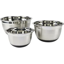 Gifi Bol à mixer inox avec couvercle et anse antidérapante silicone noir x3| Vaisselle Et Accessoires De Table