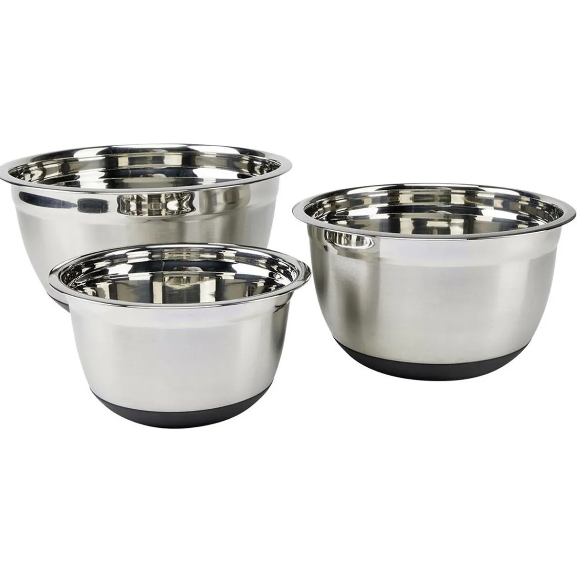 Gifi Bol à mixer inox avec couvercle et anse antidérapante silicone noir x3| Vaisselle Et Accessoires De Table