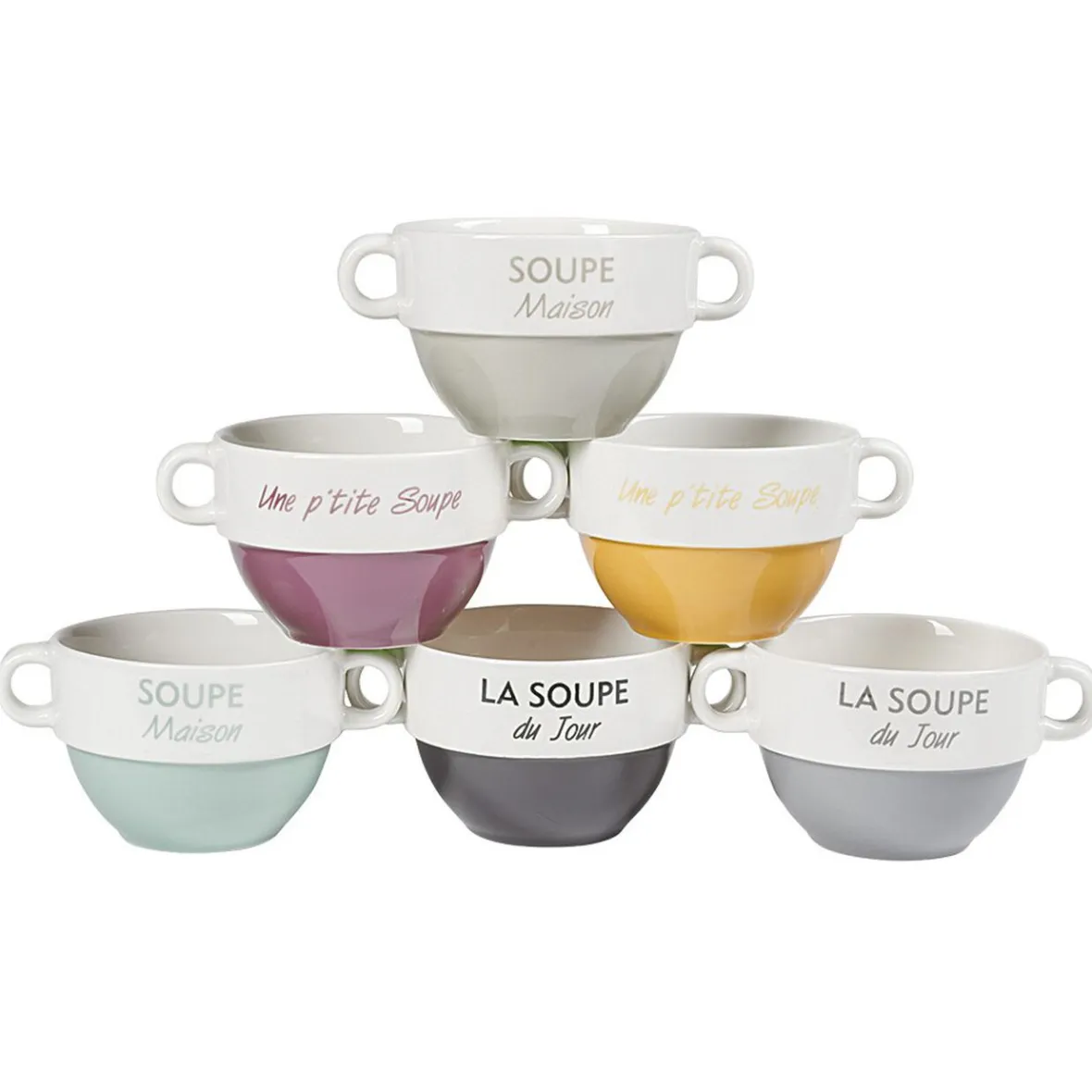 Gifi Bol à soupe avec anses| Vaisselle Et Accessoires De Table