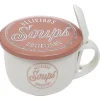 Gifi Bol à soupe avec couvercle et cuillère en porcelaine| Vaisselle Et Accessoires De Table