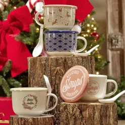 Gifi Bol à soupe avec couvercle et cuillère en porcelaine| Vaisselle Et Accessoires De Table