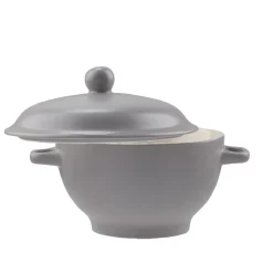 Gifi Bol à soupe gris avec couvercle| Vaisselle Et Accessoires De Table