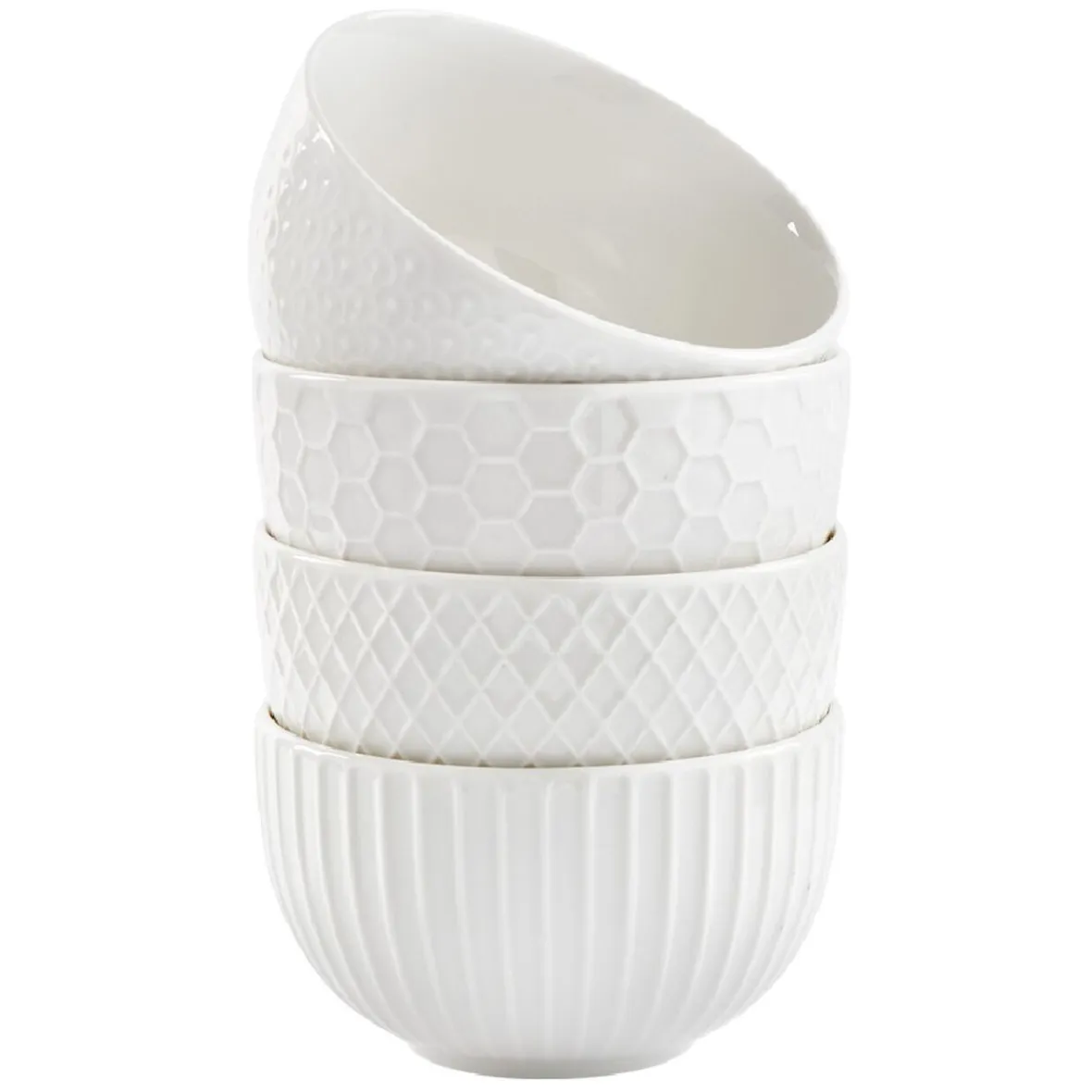 Gifi Bol embossé blanc x4| Vaisselle Et Accessoires De Table