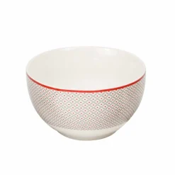 Gifi Bol en porcelaine motif esprit campagne rouge gris| Vaisselle Et Accessoires De Table