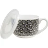 Gifi Bol jumbo blanc à motif ethnique jaune et noir couvercle transparent| Vaisselle Et Accessoires De Table