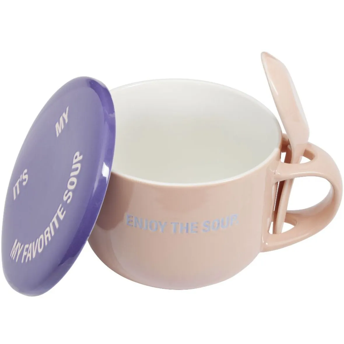 Gifi Bol soupe jumbo 62cl et cuillère porcelaine fun| Vaisselle Et Accessoires De Table