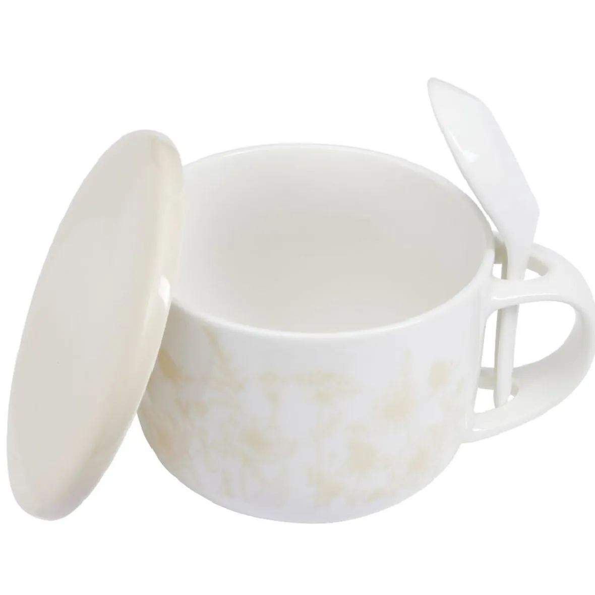 Gifi Bol soupe jumbo 62cl et cuillère porcelaine nature| Vaisselle Et Accessoires De Table