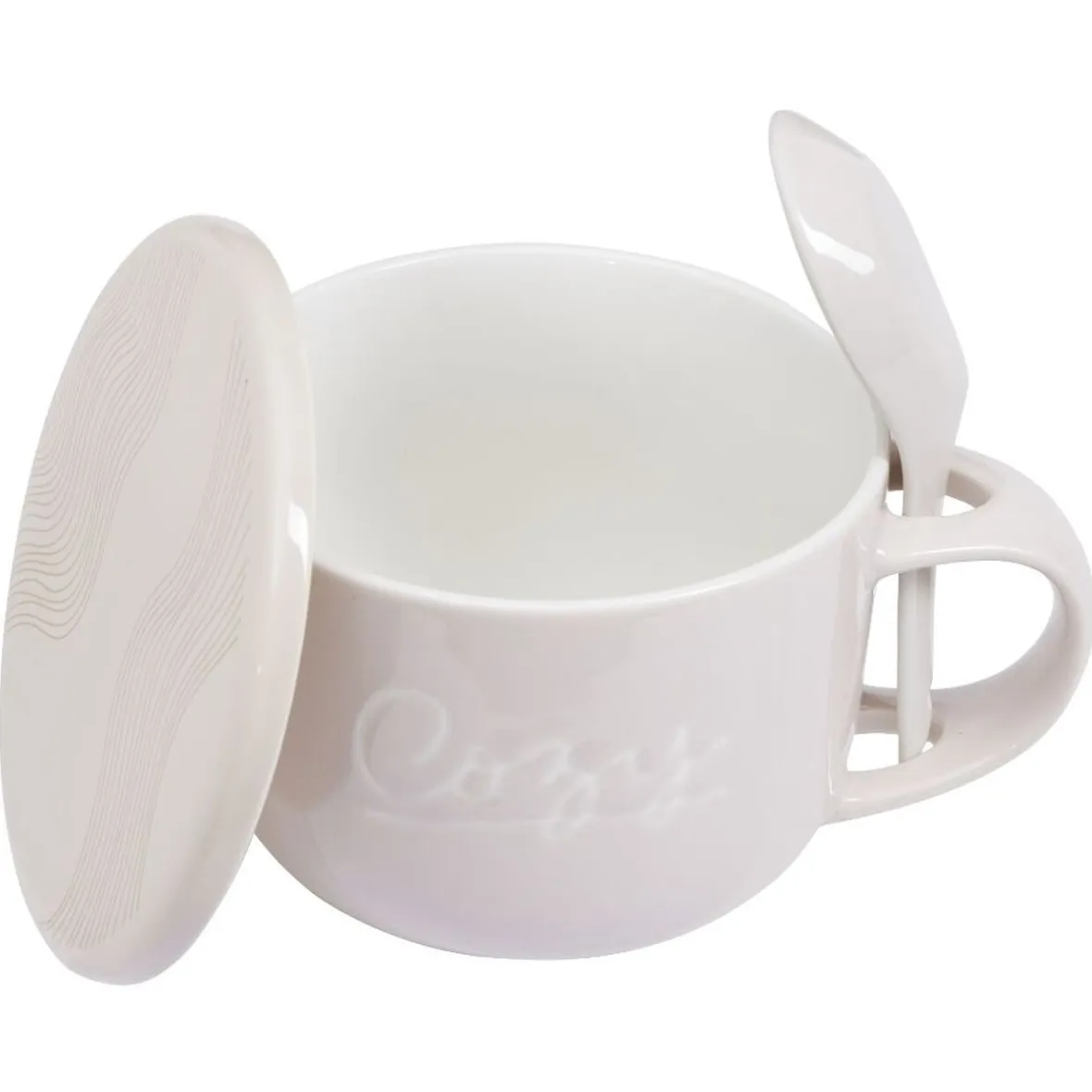 Gifi Bol soupe jumbo 62cl et cuillère porcelaine cocooning| Vaisselle Et Accessoires De Table