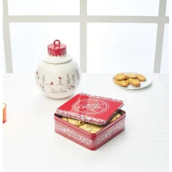 Gifi Bonbonnière forme boule de Noël blanche et rouge| Conservation Alimentaire