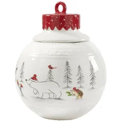Gifi Bonbonnière forme boule de Noël blanche et rouge| Conservation Alimentaire