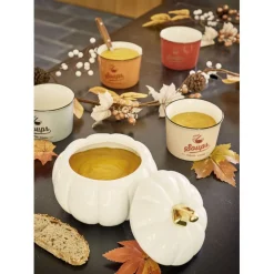 Conservation Alimentaire<Gifi Bonbonnière Halloween forme citrouille porcelaine blanc Ø18 cm