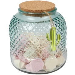 Conservation Alimentaire<Gifi Bonbonnière verre motif cactus couvercle bois et cordelette