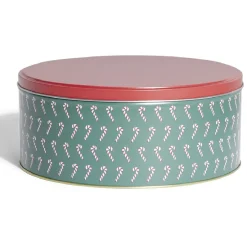 Conservation Alimentaire<Gifi Boîte à biscuits de Noël ronde en métal rouge et vert x3