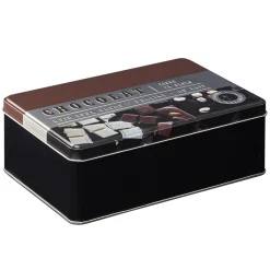 Conservation Alimentaire<Gifi Boîte à chocolat rectangulaire en métal décorée marron