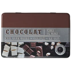 Conservation Alimentaire<Gifi Boîte à chocolat rectangulaire en métal décorée marron
