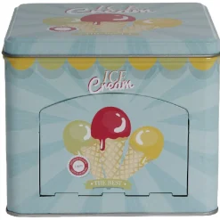 Gifi Boîte à gâteaux bleue décor glace multicolore| Vaisselle Et Accessoires De Table