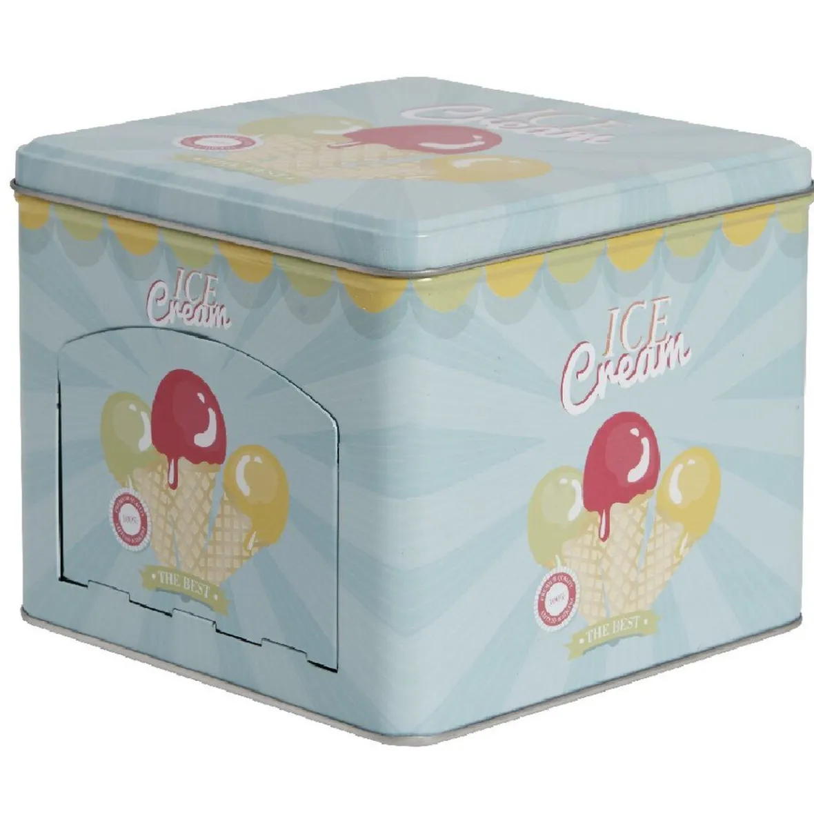 Gifi Boîte à gâteaux bleue décor glace multicolore| Vaisselle Et Accessoires De Table