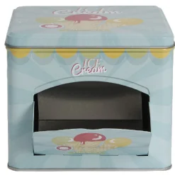 Gifi Boîte à gâteaux bleue décor glace multicolore| Vaisselle Et Accessoires De Table