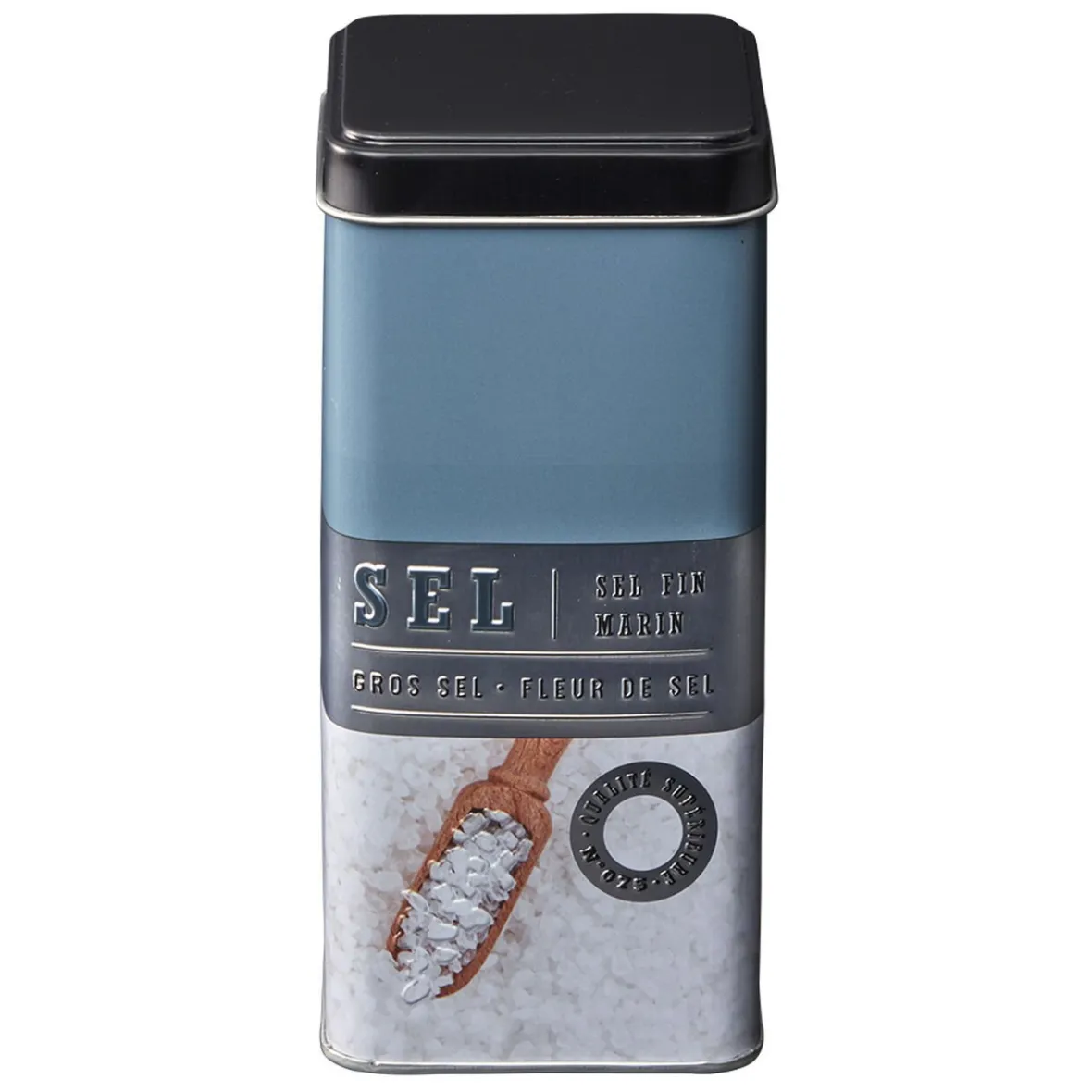 Conservation Alimentaire<Gifi Boîte à sel carrée en métal décorée bleu gris