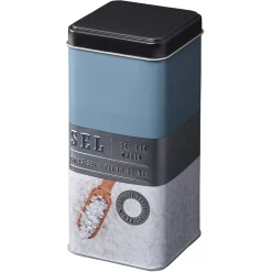 Conservation Alimentaire<Gifi Boîte à sel carrée en métal décorée bleu gris