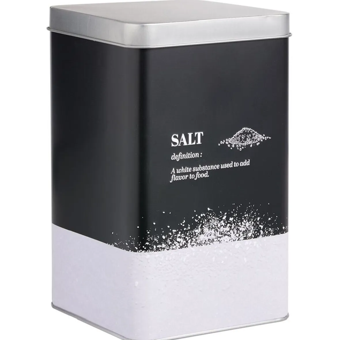 Conservation Alimentaire<Gifi Boîte à sel en métal noir et gris design salt - 10,7x10,7xH.17,5cm