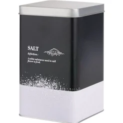 Conservation Alimentaire<Gifi Boîte à sel en métal noir et gris design salt - 10,7x10,7xH.17,5cm