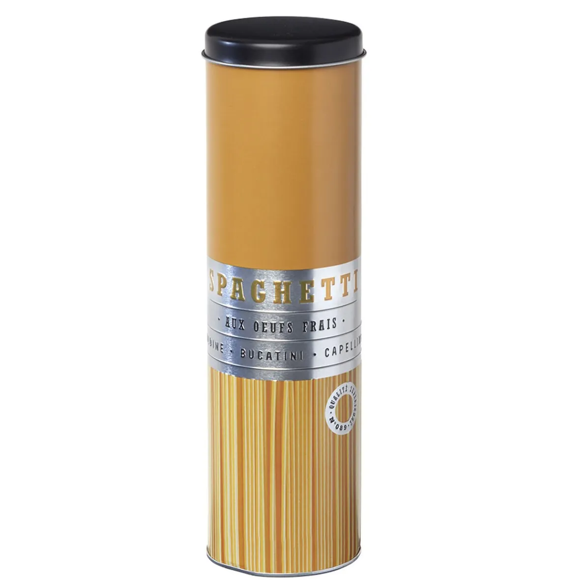 Conservation Alimentaire<Gifi Boîte à spaghettis ronde en métal décorée jaune moutarde