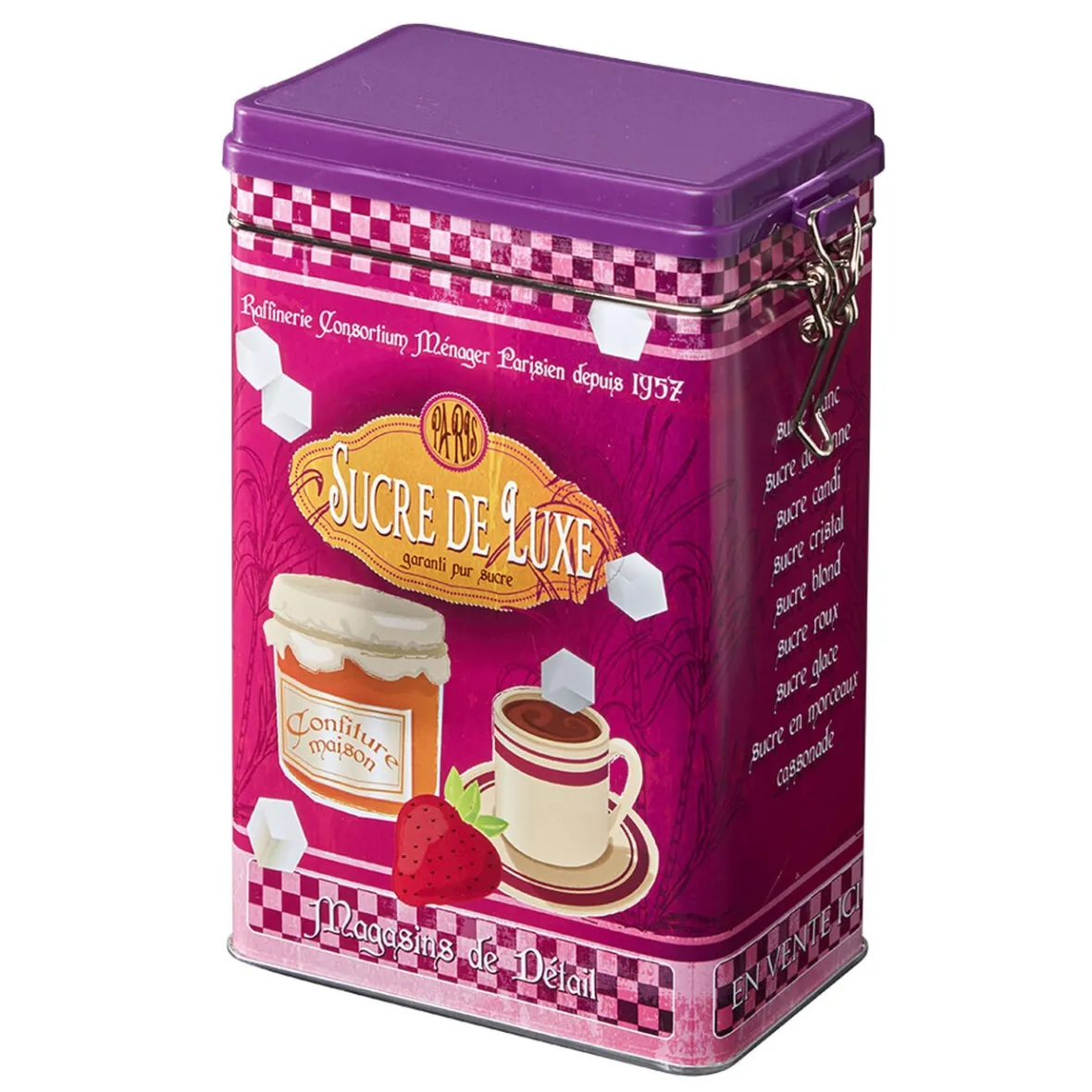 Conservation Alimentaire<Gifi Boîte à sucre en métal design vintage luxe rose fuchsia