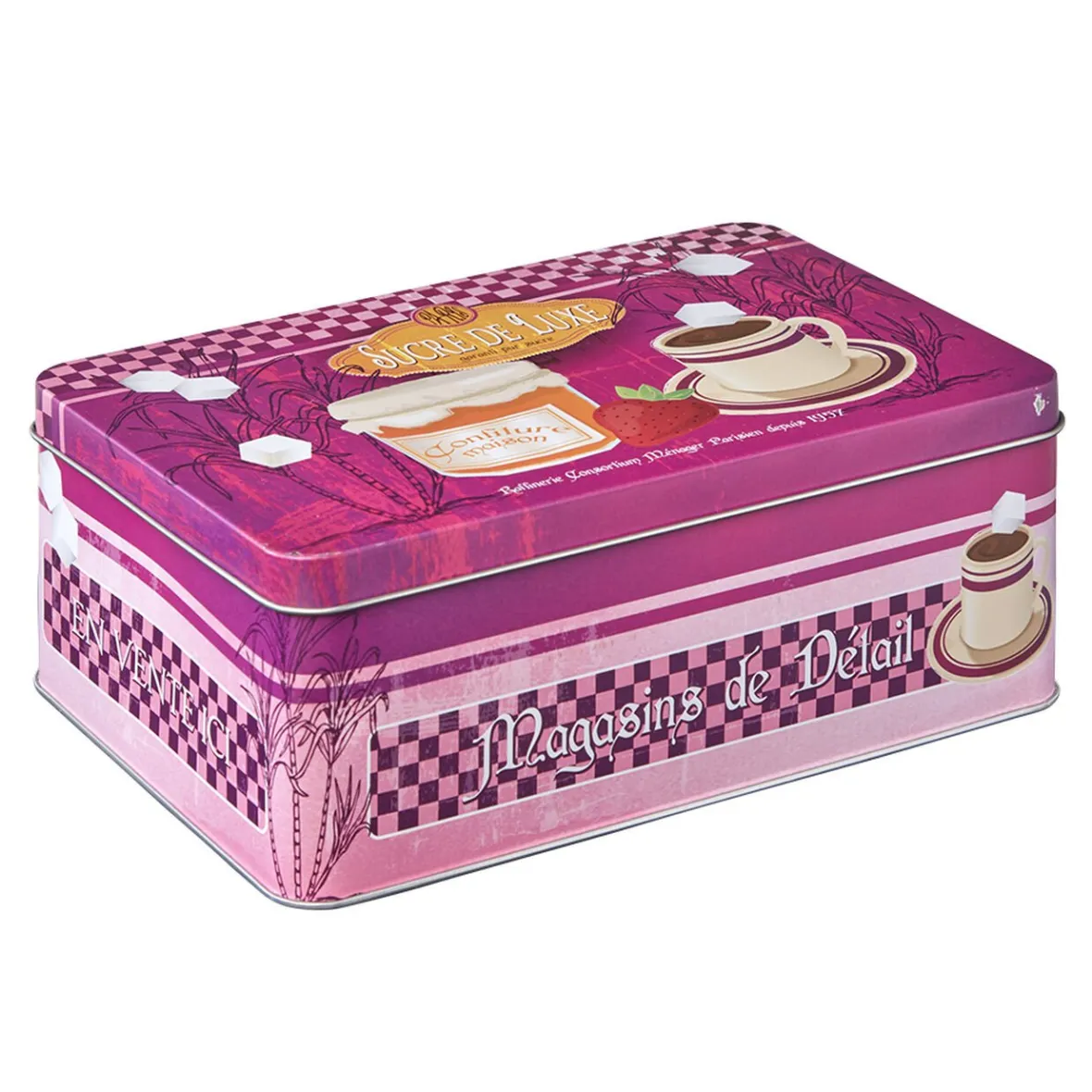 Conservation Alimentaire<Gifi Boîte à sucre en métal design vintage luxe rose fuchsia