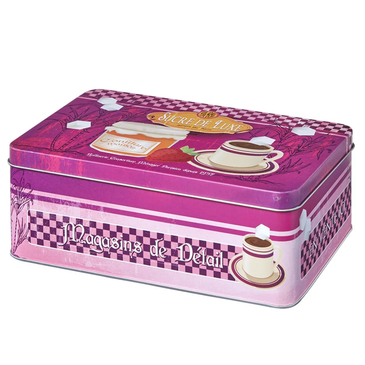 Conservation Alimentaire<Gifi Boîte à sucre en métal design vintage luxe rose fuchsia