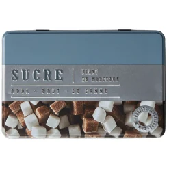 Conservation Alimentaire<Gifi Boîte à sucre rectangulaire en métal décorée bleu gris