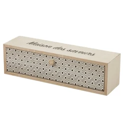 Vaisselle Et Accessoires De Table<Gifi Boîte à thé bois design géométrique naturel et noir