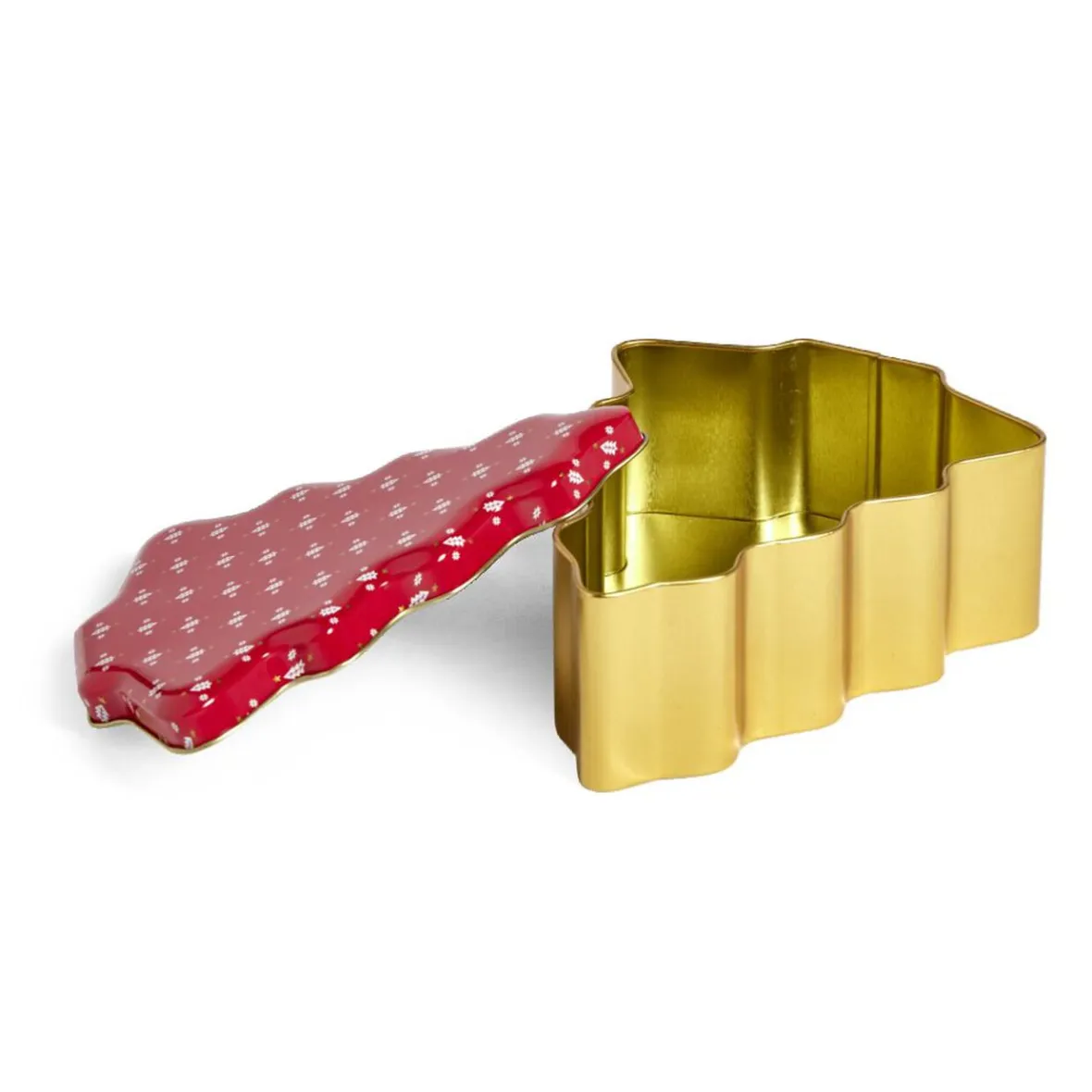 Conservation Alimentaire<Gifi Boîte alimentaire Noël forme sapin métal rouge et doré 18x14,5xH6,5cm