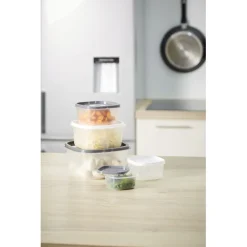 Conservation Alimentaire<Gifi Boîte alimentaire transparente couvercle gris et blanc x5