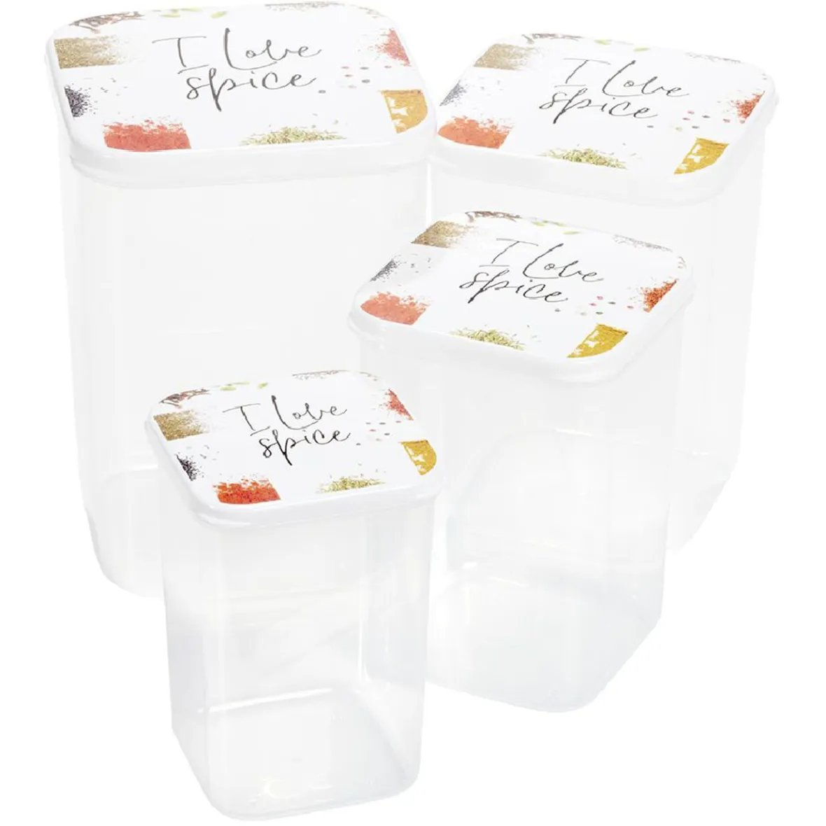 Gifi Boîte alimentaire transparent couvercle imprimé x4| Vaisselle Et Accessoires De Table