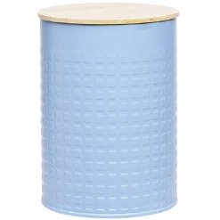 Gifi Boîte de conservation en métal avec couvercle en bambou| Vaisselle Et Accessoires De Table