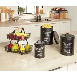 Conservation Alimentaire<Gifi Boîte de conservation métal noir pour ail