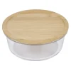 Conservation Alimentaire<Gifi Boîte de conservation ronde en verre avec couvercle en bambou 850 ml